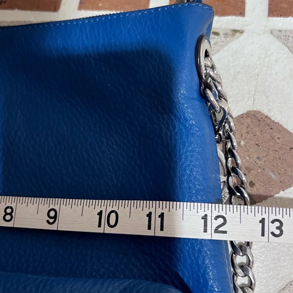 Michael Kors Blue Leather Shoulder Bag with Signature MK Charm